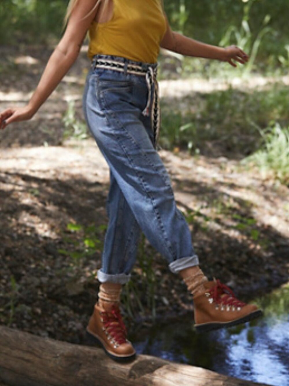 Free People Powell Boyfriend Pull On Jeans - Back Road Blue